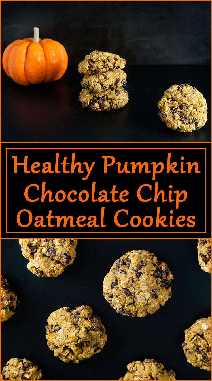 Healthy Pumpkin Chocolate Chip Oatmeal Cookies