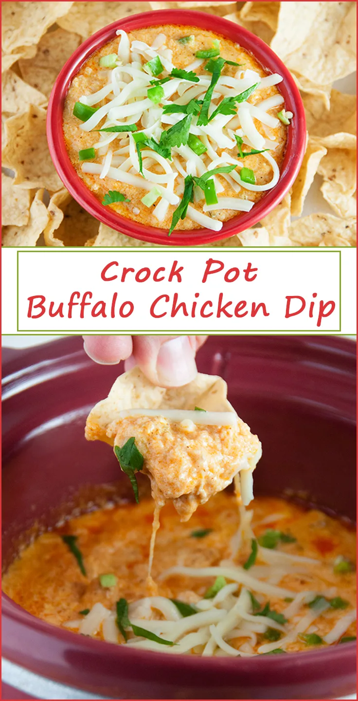 Crock Pot Cheesy Buffalo Chicken Dip with no Cream Cheese from www.SeasonedSprinkles.com