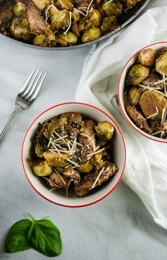 Parmesan Balsamic Chicken and Brussel Sprout Skillet