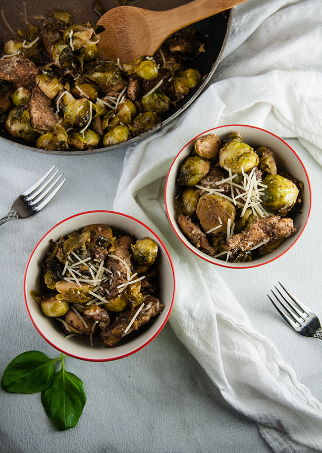 Parmesan Balsamic Chicken and Brussel Sprout Skillet