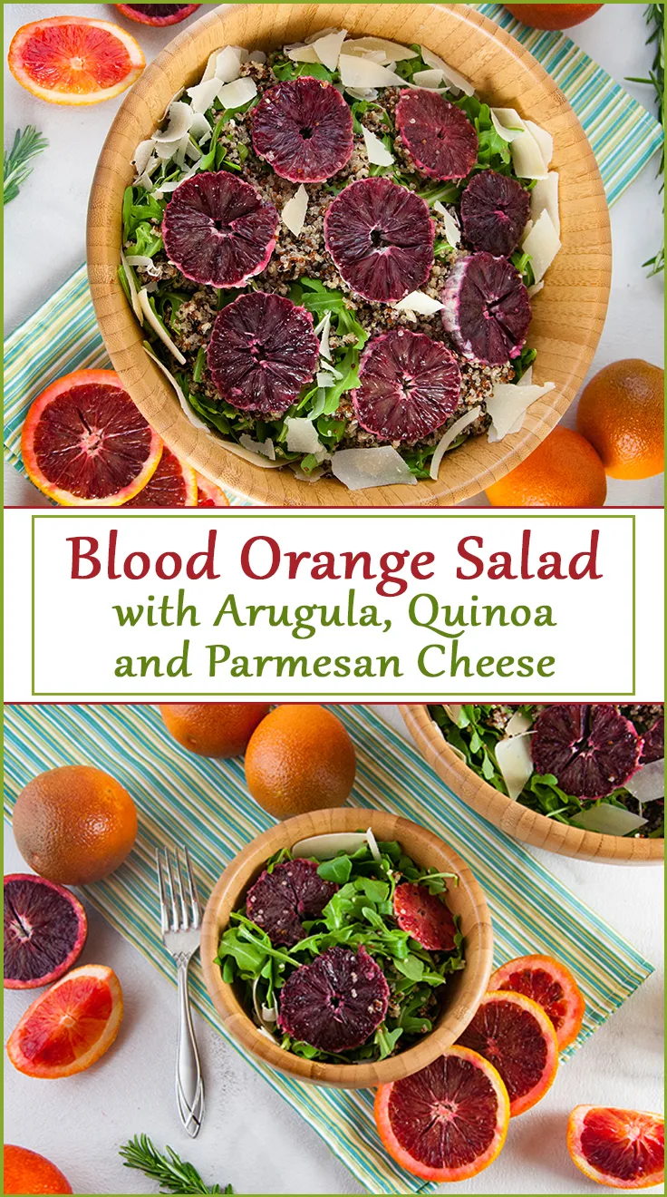 Blood Orange Salad with Arugula, Quinoa, and Parmesan Cheese from www.SeasonedSprinkles.com