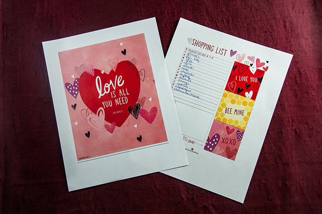 Valentine's Day cards, printables, gift bags, stickers, an tissue paper from American Greetings