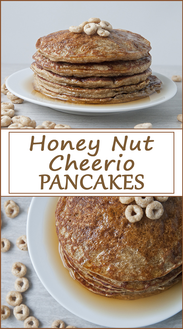 Honey Nut Cheerio Pancakes from www.SeasonedSprinkles.com