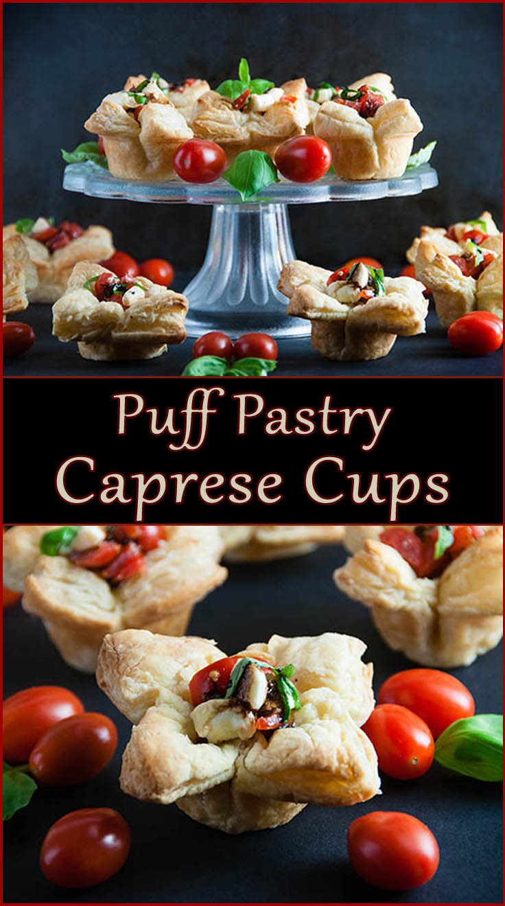 Easy Puff Pastry Caprese Cups from www.SeasonedSprinkles.com