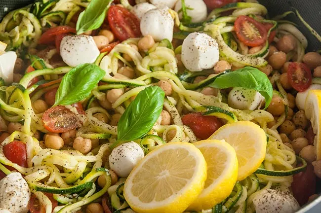 Caprese Zoodle Bowls with Chickpeas