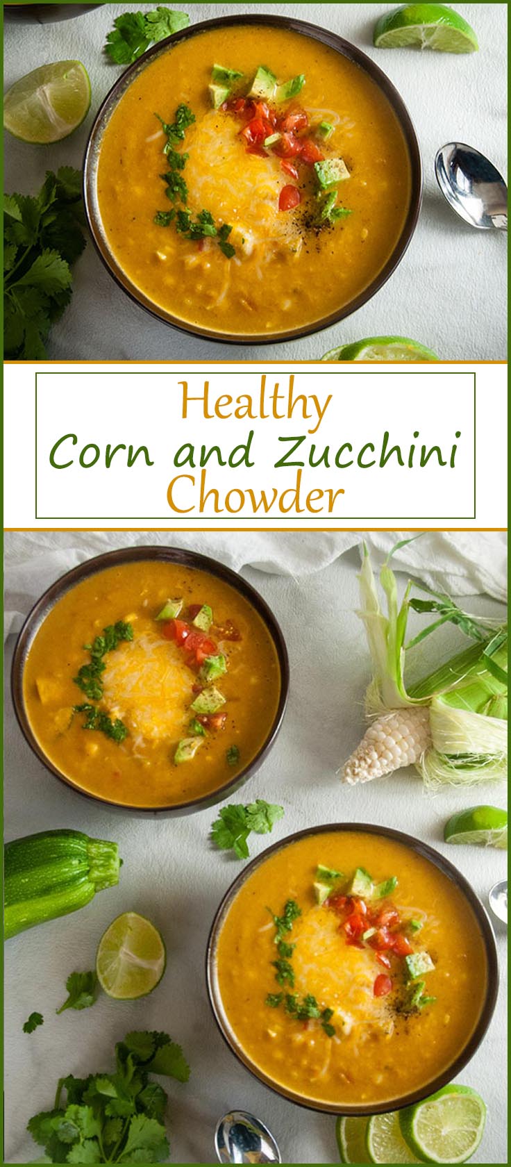 Healthy End of Summer Corn and Zucchini Chowder with Sweet Potato, Cauliflower, and Bell Peppers from www.SeasonedSprinkles.com