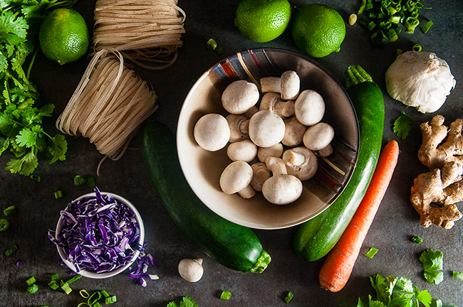 Korean Vegetable Noodle Bowls ingredients