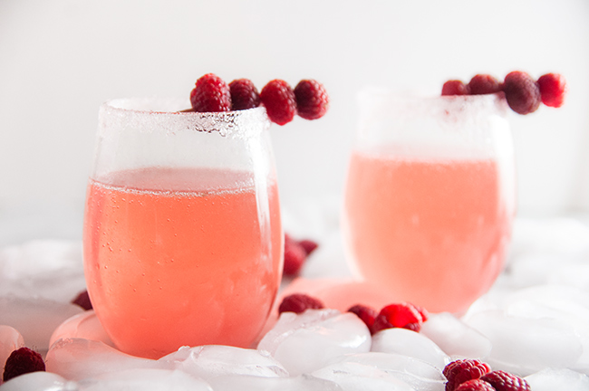 Sparkly Raspberry Champagne Cocktails