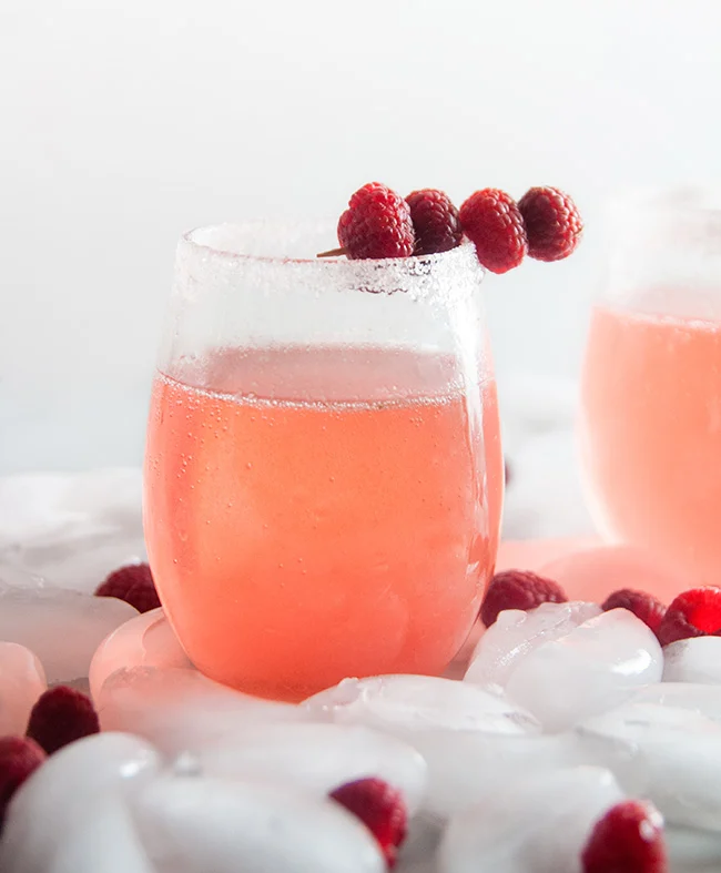 Sparkly Raspberry Champagne Cocktails