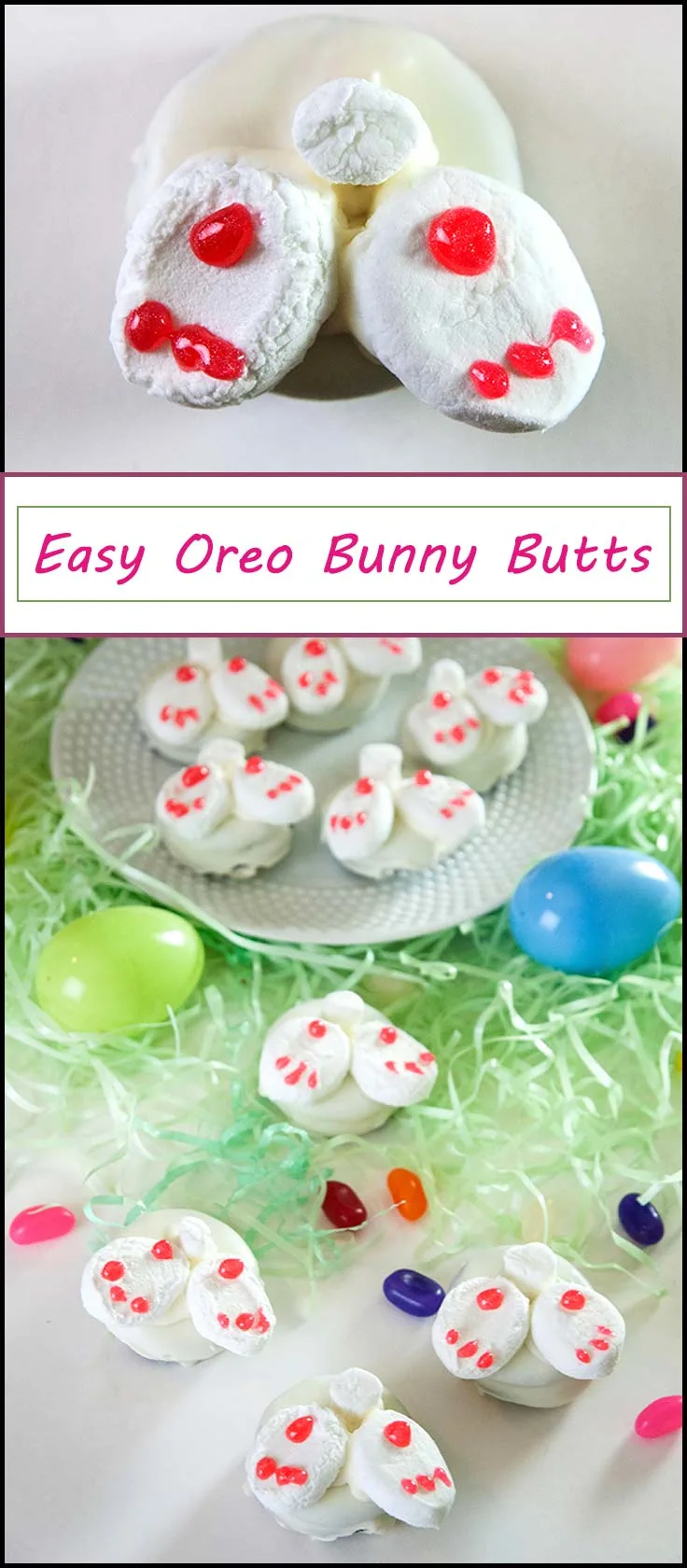 Easy Oreo Bunny Butts for Easter dessert or an Easter treat. Perfect easy Easter cookies from www.seasonedsprinkles.com