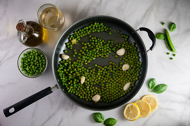 Saute the peas