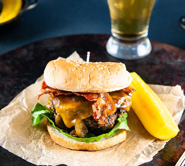 Bacon and Cheese Stuffed Bacon Burgers