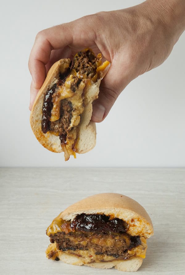 Bacon and Cheese Stuffed Bacon Burgers - Seasoned Sprinkles