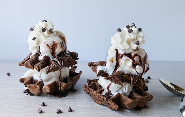 Gluten Free Chocolate Waffle Sundaes