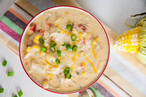 Cheesy Vegetarian Corn Chowder - Seasoned Sprinkles