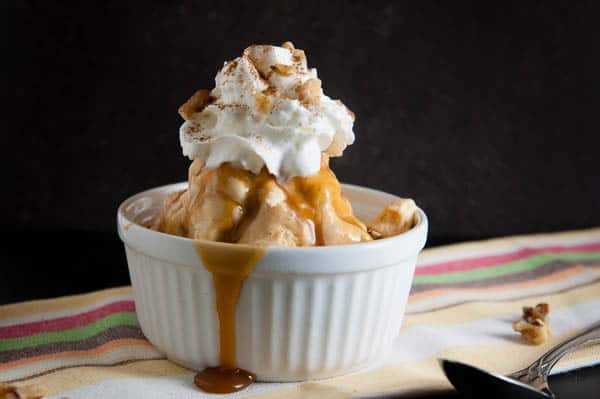 No Churn Pumpkin Ice Cream with Caramel Walnut Swirl