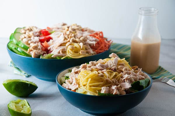 Thai Chicken Salad with Creamy Peanut Dressing