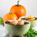 Pumpkin Parmesan Quinoa with Shrimp and Asparagus