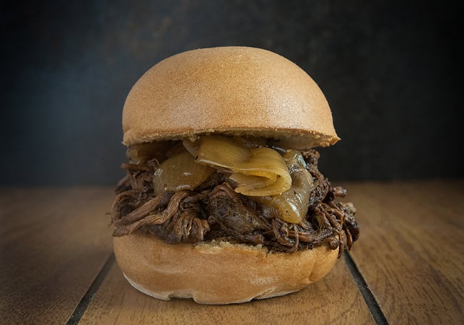 Slow Cooker Balsamic Roast Beef Sandwiches