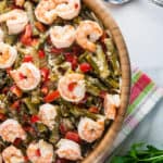 Christmas Shrimp Scampi with Red Peppers and Asparagus