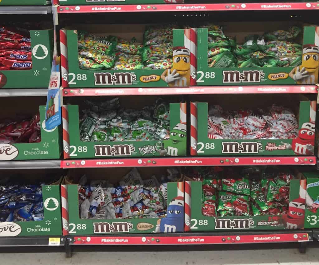 You can find Dove and M&Ms near each other in the seasonal candy aisle.