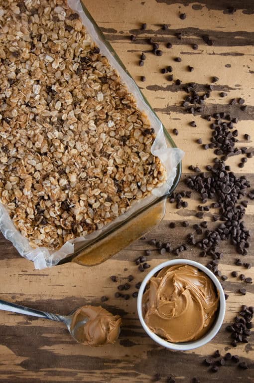 No Bake Peanut Butter Chocolate Chip Granola Bars - Seasoned Sprinkles