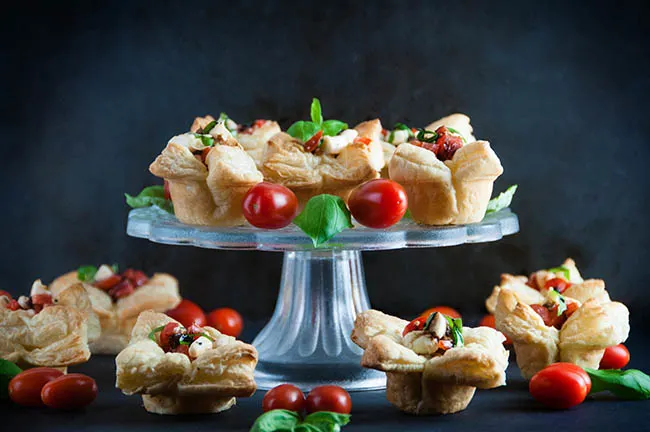 Puff Pastry Caprese Cups