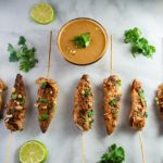 Thai Chicken Satay Skewers with Curry Peanut Dipping Sauce