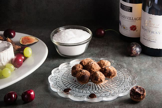 Easy French Entertaining: a loaded Cheese Plate with Sea Salt Chocolate Truffles