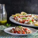 Tomato Chickpea and Quinoa Salad with Lemon Basil Vinaigrette