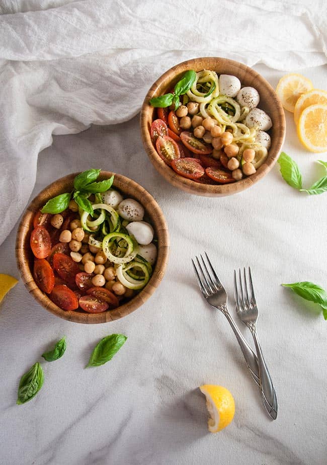 Caprese Zoodle Bowls with Chickpeas