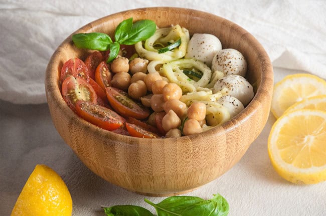 Caprese Zoodle Bowls with Chickpeas