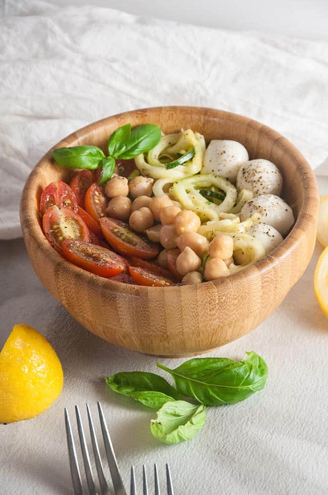 Caprese Zoodle Bowls with Chickpeas