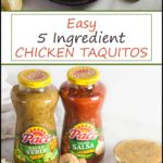Easy Chicken Taquitos are a deliciously crunchy appetizer featuring corn tortillas, chicken and cheese and need only 5 ingredients to make. Perfect for parties, football games, or to switch up taco night!