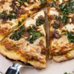 Pumpkin Parmesan Pizza with Brown Butter Caramelized Onions and Kale