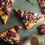 Holiday Goat Cheese Flatbread with Honey Balsamic Cranberries and Pomegranate