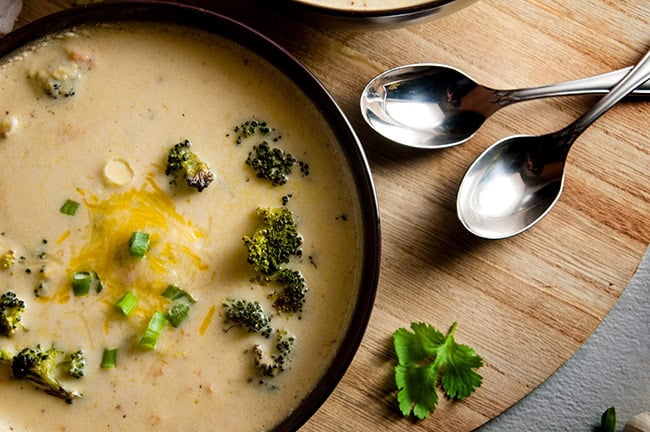 Skinny Broccoli Cheese Soup with Hidden Veggies