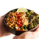 Sweet Garlic Chili Chickpea Salad with Roasted Broccoli