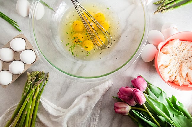 Ricotta cheese and whipped eggs make for a light and fluffy frittata