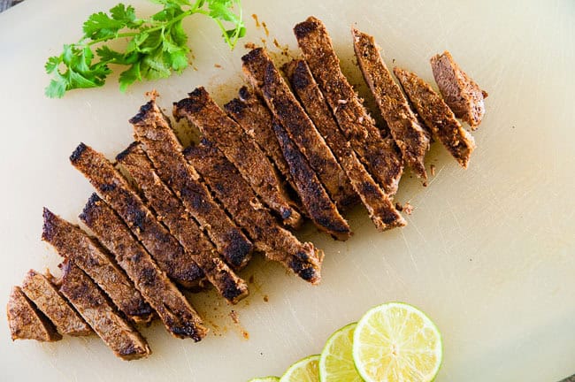 Steak sliced
