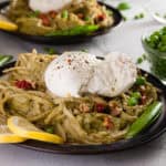 Pea Pesto Pasta with Burrata and Sun Dried Tomatoes