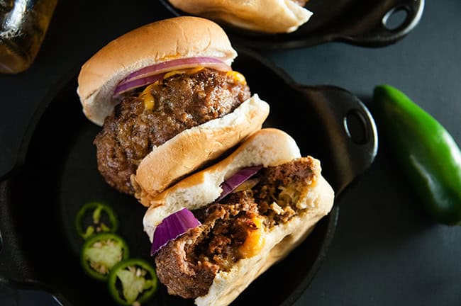 Beer Cheese Stuffed Burgers