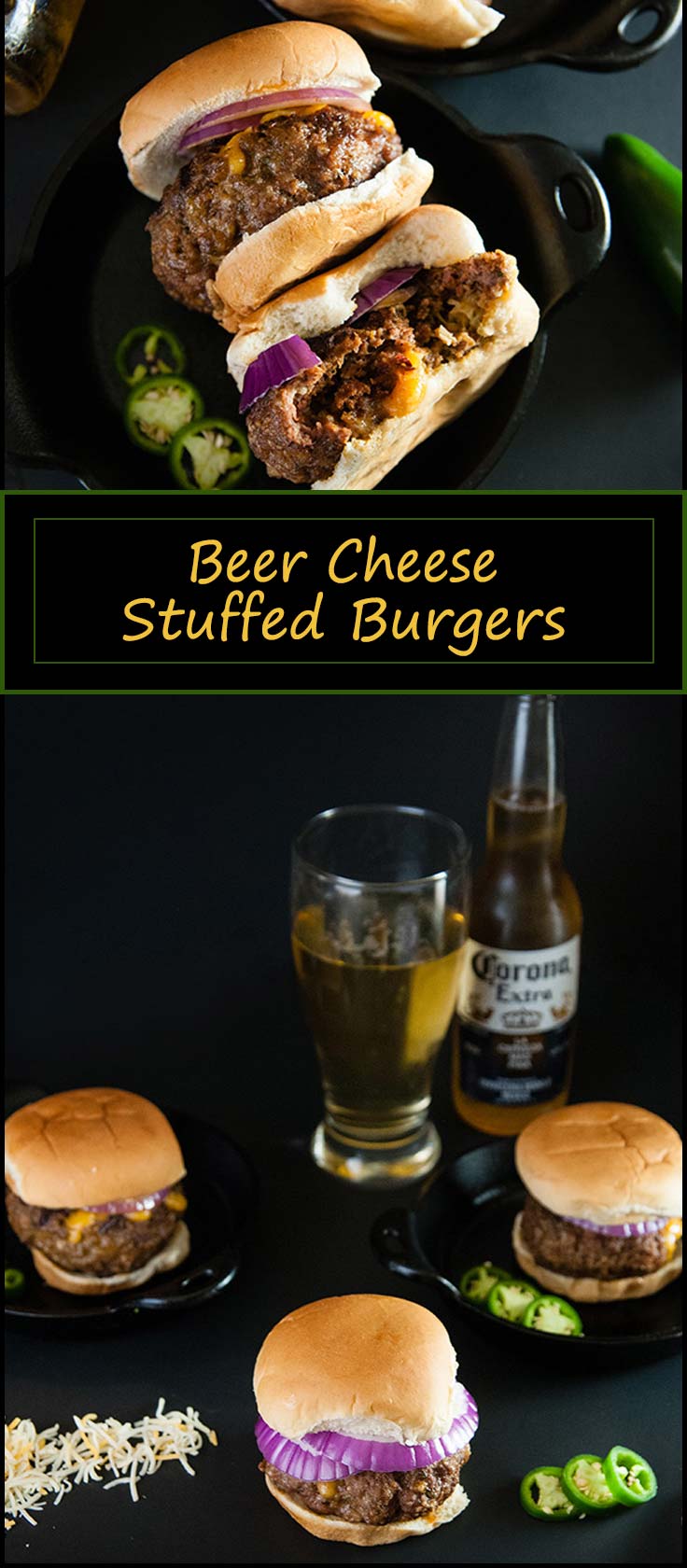 Gooey, delicious beer cheese burgers, the perfect recipe for summer barbecues from www.seasonedsprinkles.com