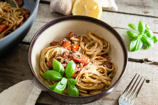 Buttered Balsamic Blistered Tomato Pasta