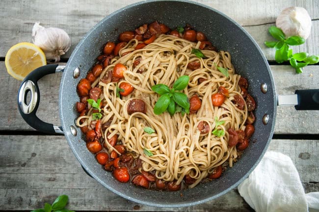 Buttered Balsamic Blistered Tomato Pasta