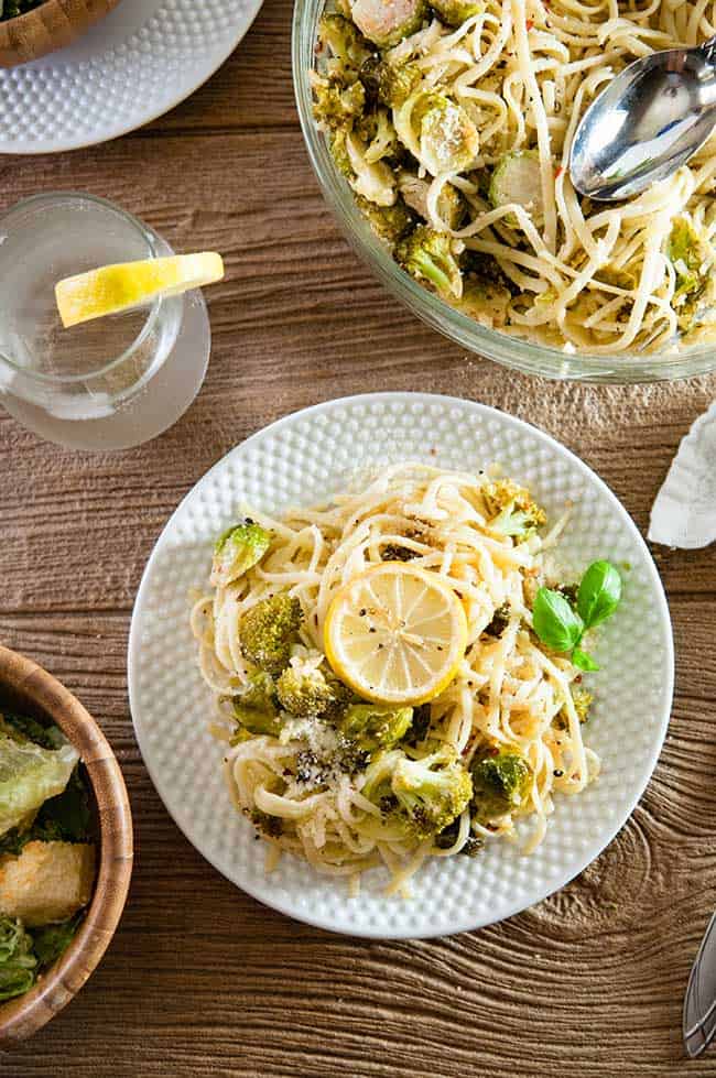 Roasted Broccoli and Brussel Sprouts Pasta