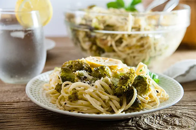 Roasted Broccoli and Brussel Sprouts Pasta