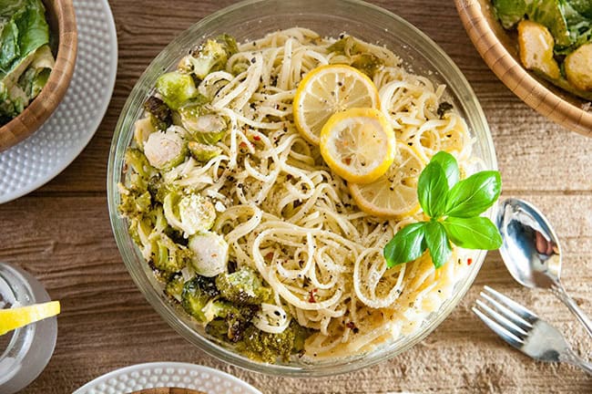 Roasted Broccoli and Brussel Sprouts Pasta