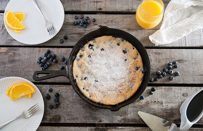 Shortcut Skillet Blueberry Baked Pancake