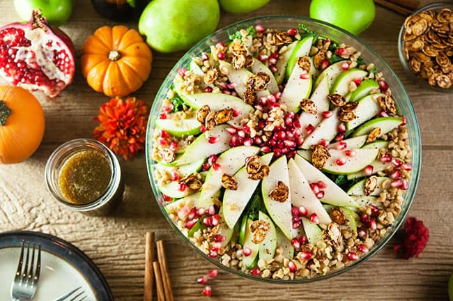 An Easy and Elegant fall salad: Apple and Pear Kale Salad with Maple Dijon Vinaigrette